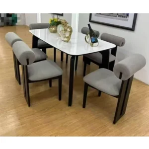 Dining Table 6 Chairs With Marble Top Table