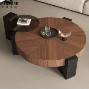 Elegant Round Wooden Center Table Lagos Nigeria-1