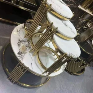 Marble Top Center Table With 3 Side Stools