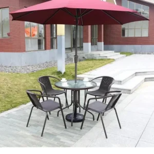 Outdoor Umbrella with 4 Seater Chairs
