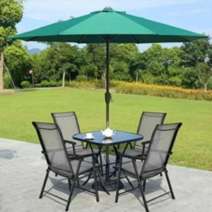 Outdoor Umbrella with 4 Seater Chairs