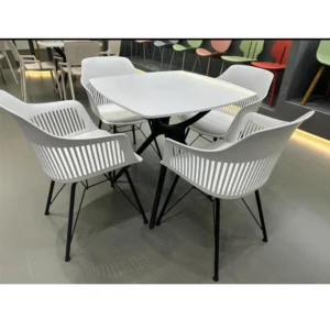 Restaurant 4 Seater Chairs and Table White